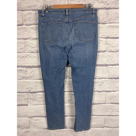 EILEEN FISHER Women's 12 Blue Organic Cotton Blend Straight Denim Stretch Jeans - Picture 3 of 10